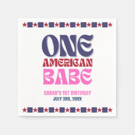 1人のアメリカ人バベ7月1日の誕生日の4日 スタンダードカクテルナプキン