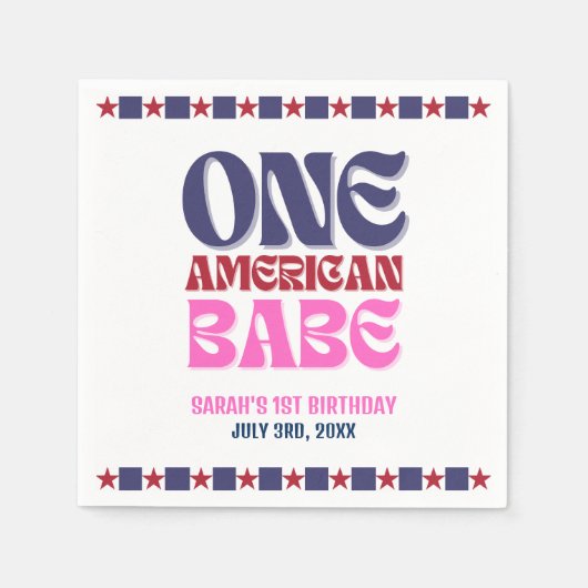 1人のアメリカ人バベ7月1日の誕生日の4日 スタンダードカクテルナプキン (正面)