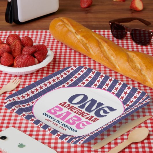 1人のアメリカ人バベ7月1日の誕生日の4日 ペーパープレート (ピクニック)