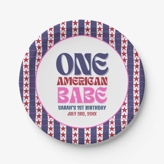 1人のアメリカ人バベ7月1日の誕生日の4日 ペーパープレート (正面)