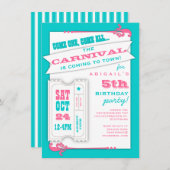 1人のカーニバルガール誕生会の招待を受ける 招待状 (正面/裏面)