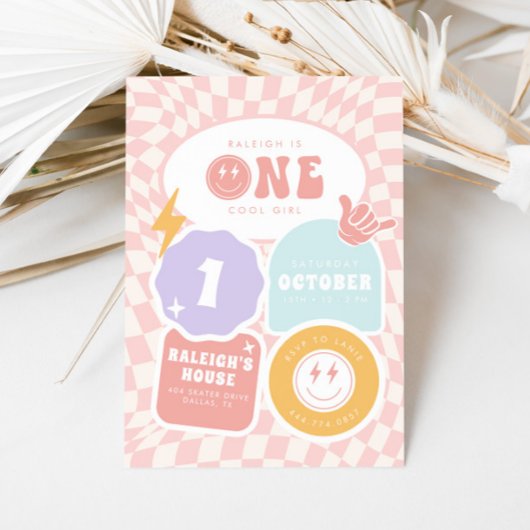 1人のクール女 | 第1レトロスケーター誕生日 招待状