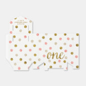 1人のグリッター紙吹雪1st誕生日ピンクと金ゴールド フェイバーボックス (折り畳みなし)