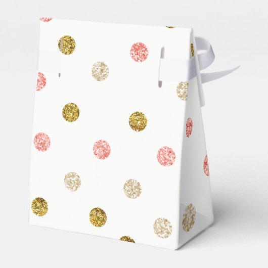 1人のグリッター紙吹雪1st誕生日ピンクと金ゴールド フェイバーボックス (裏面サイド)