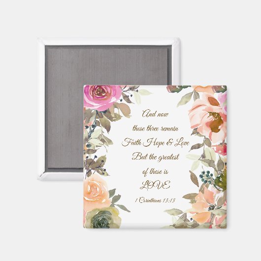 1人のコリント人13:13信仰の希望と聖書の一節 マグネット (正面/裏面)