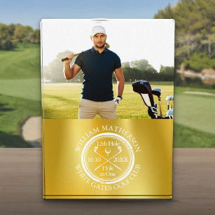 1人のゴルファー写真に金箔ゴルフホール 表彰盾