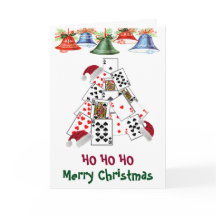 1人のトランプのポーカープレーヤーが別のラスベガスクリスマスカードに参加