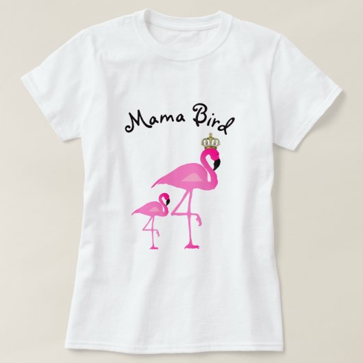 1人のベビーを持つBird Flamingo T-Shirtママ Tシャツ (デザイン正面)