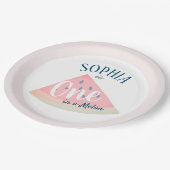 1人のメロンの女の子ピンクの誕生日 ペーパープレート (アングル)