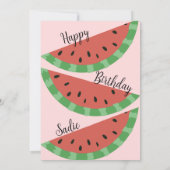 1人のメロンの女の子ファースト誕生日 招待状 (裏面)