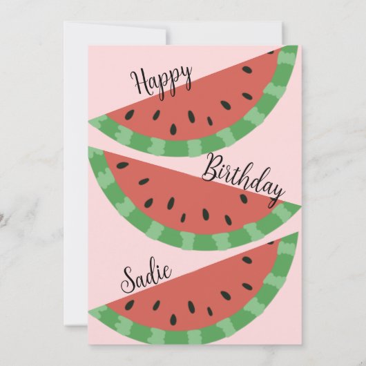 1人のメロンの女の子ファースト誕生日 招待状 (裏面)