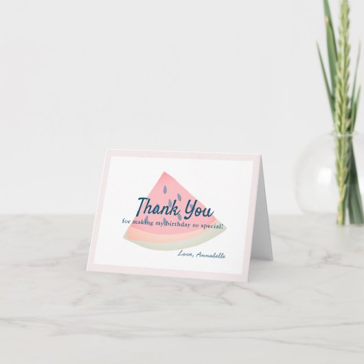 1人のメロンの女の子誕生日 サンキューカード (正面)