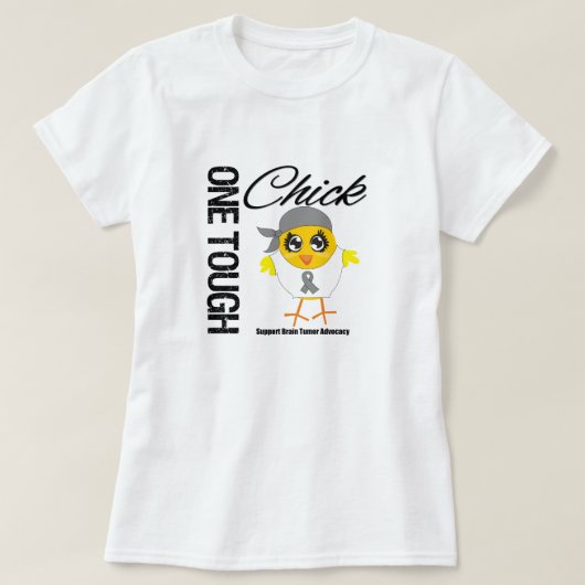1人の堅いひよこの脳腫瘍の戦士 Tシャツ (デザイン正面)