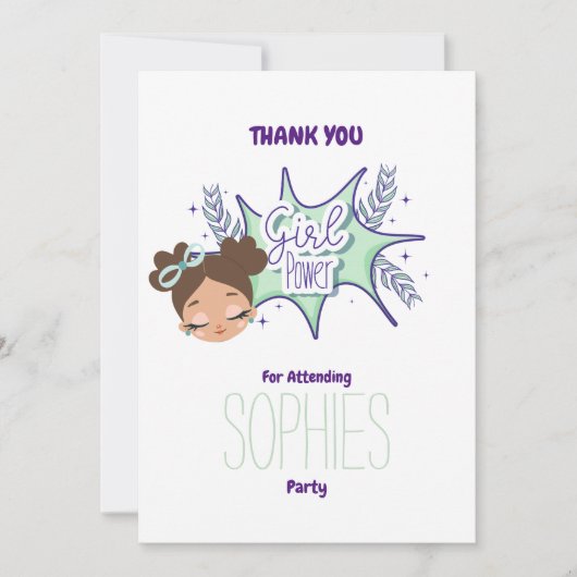 1人の女のカスタム子のサンキューカード 招待状 (正面)