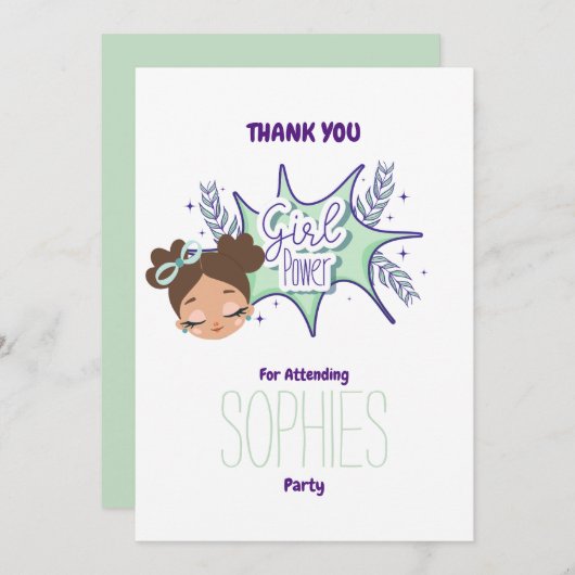 1人の女のカスタム子のサンキューカード 招待状 (正面/裏面)