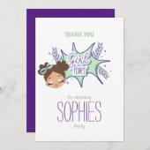 1人の女カスタムの子を紫に、サンキューカード 招待状 (正面/裏面)