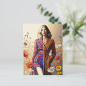 1人の女性2人のスタイルファッション ポストカード (スタンド正面)