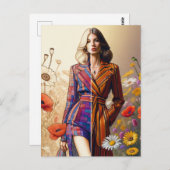 1人の女性2人のスタイルファッション ポストカード (正面/裏面)