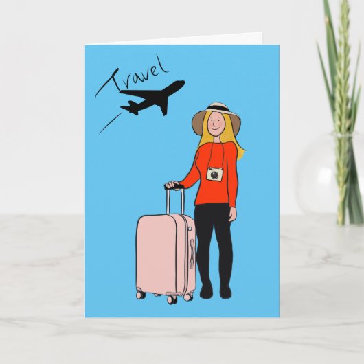 1人の旅行イラストレーション カード (正面)