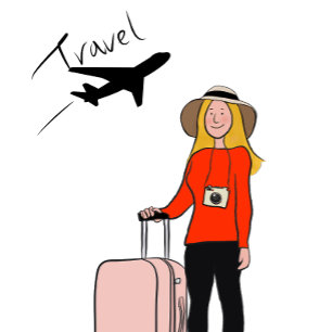 1人の旅行イラストレーション カード