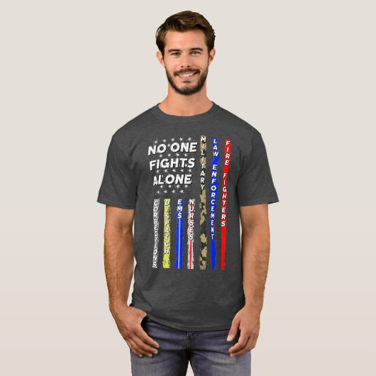 1人の旗が単独の第一応答者の警察と戦わない Tシャツ (正面フル)