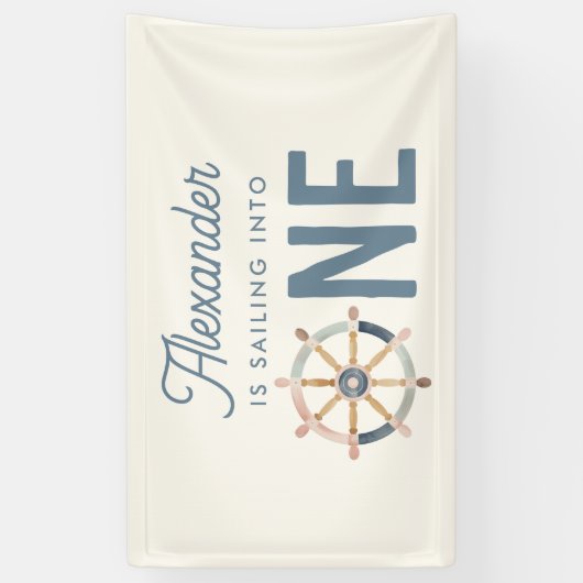 1人の最初の航海の誕生日・キッズにセーリング 横断幕 (縦)