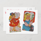 1人の2人のヴィンテージのバレンタイン シーズンポストカード (正面/裏面)