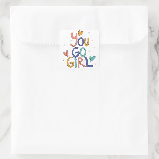 1人やる気を起こさせるのカッコいい女の子You Goガールクリップアートギル スクエアシール (バッグ)
