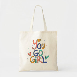 1人やる気を起こさせるのカッコいい女の子You Goガールクリップアートギル トートバッグ