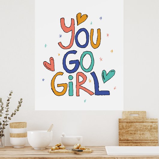 1人やる気を起こさせるのカッコいい女の子You Goガールクリップアートギル ポスター (キッチン)