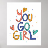 1人やる気を起こさせるのカッコいい女の子You Goガールクリップアートギル ポスター (正面)