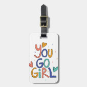 1人やる気を起こさせるのカッコいい女の子You Goガールクリップアートギル ラゲッジタグ (正面縦)