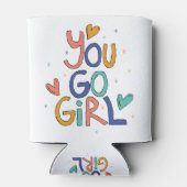 1人やる気を起こさせるのカッコいい女の子You Goガールクリップアートギル 缶クーラー (裏面)