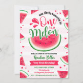 1人メロンガール最初の誕生日1歳 招待状 (正面)