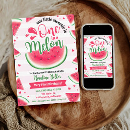 1人メロンガール最初の誕生日1歳 招待状