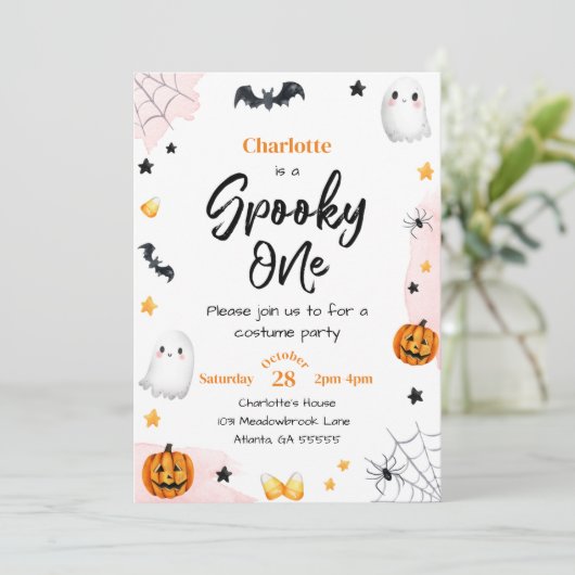 1人不気味女の子ピンクハロウィーン1日 招待状 (スタンド正面)