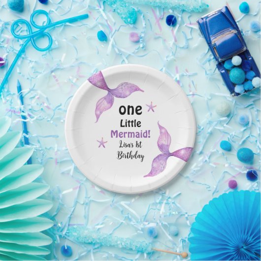 1人小さな人魚の最初の誕生日 ペーパープレート (パーティー)