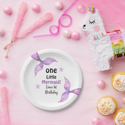 1人小さな人魚の最初の誕生日 ペーパープレート (パーティー)