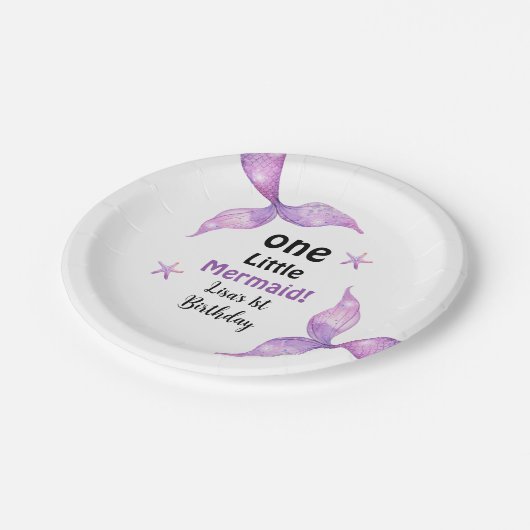 1人小さな人魚の最初の誕生日 ペーパープレート (アングル)
