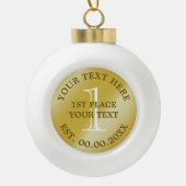 1位のチャンピオンレース勝者の金メダル セラミックボールオーナメント (正面)
