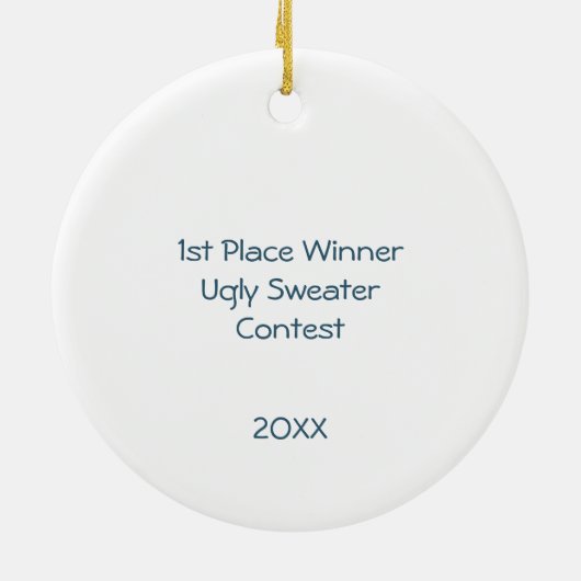 1位の勝者の醜いセーターのコンテストのツリーのライト セラミックオーナメント (裏面)