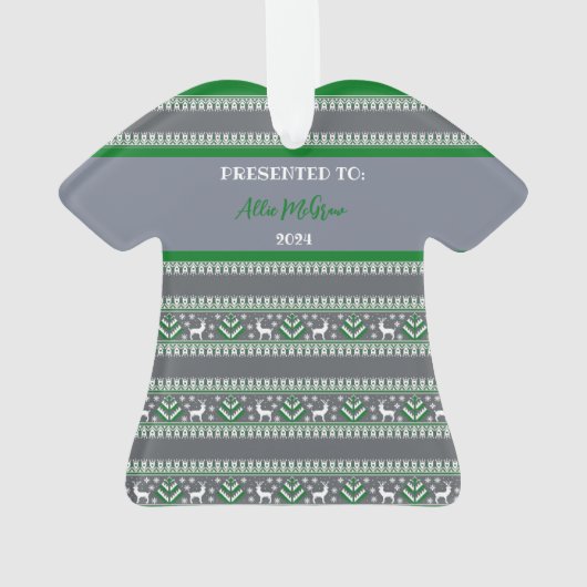 1位の醜いクリスマスセーターのコンテストの勝者 オーナメント (裏面)