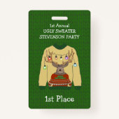 1位の醜いセータークリスマスウィナーバッジ バッジ (正面)