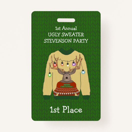 1位の醜いセータークリスマスウィナーバッジ バッジ (正面)