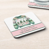 1位優勝者の醜いセーターのコンテスト緑ピンク コースター (左側)