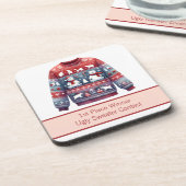 1位優勝者の醜いセーターのコンテスト赤い青 コースター (左側)