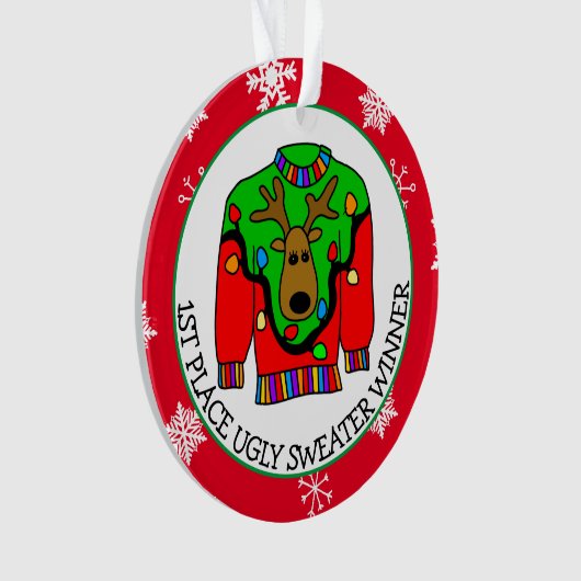 1位優勝者みにくいセーター競技種目メダル オーナメント (正面)