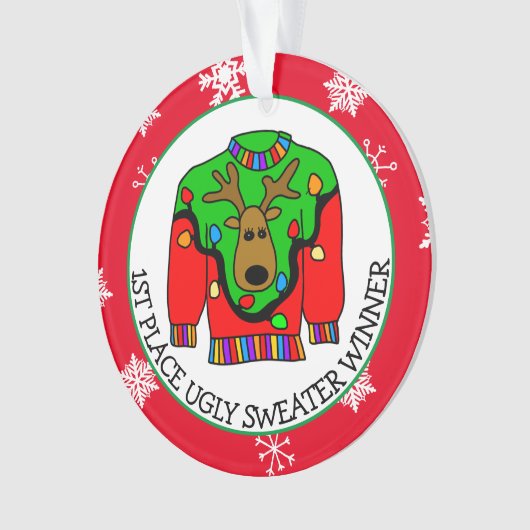 1位優勝者みにくいセーター競技種目メダル オーナメント (正面)