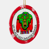 1位優勝者みにくいセーター競技種目メダル セラミックオーナメント (右)