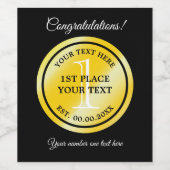 1位賞金ゴールドメダル功労賞 ワインラベル (シングルラベル)